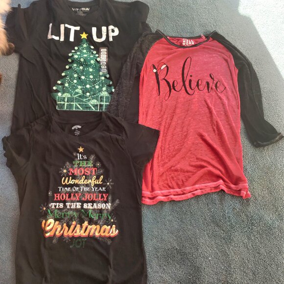 Tops - Bundle of 3 Christmas Tee Shirts, Size Medium, New